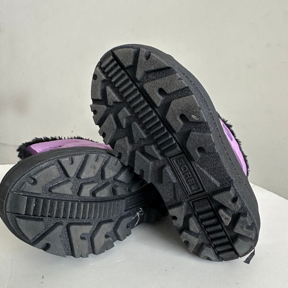 Sorel Kids Snow Commander Purple Black Waterproof Winter Boots  Size 11 - Picture 5 of 7